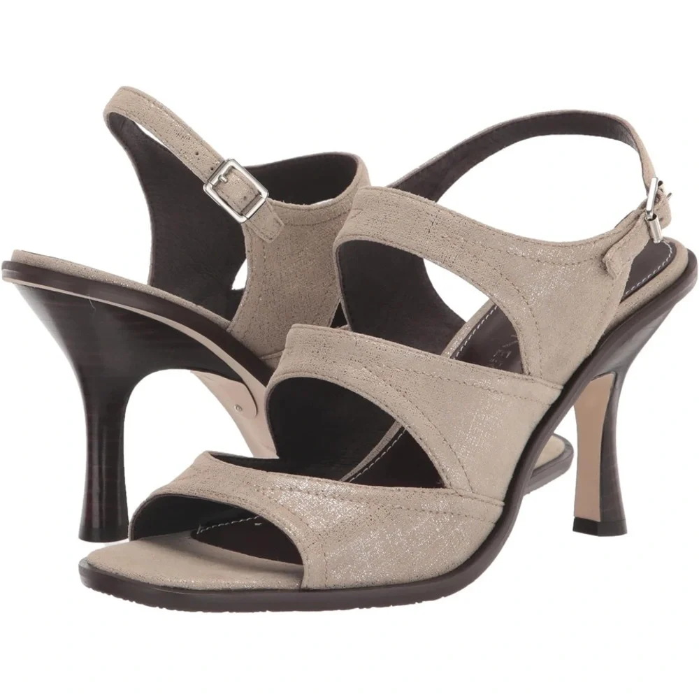 Donald Pliner Effi Women's Heeled Sandal‎ Natural Suede Size 8.5